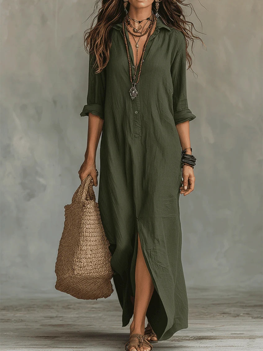 Shirley | Elegant Silhouette Smickrande Maxi Klänning