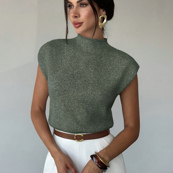 Claudia | Mock Neck Ärmless Tröja Väst