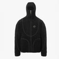 Hoodie herr med dragkedja i lammullslook och sömdetaljer, löst fall