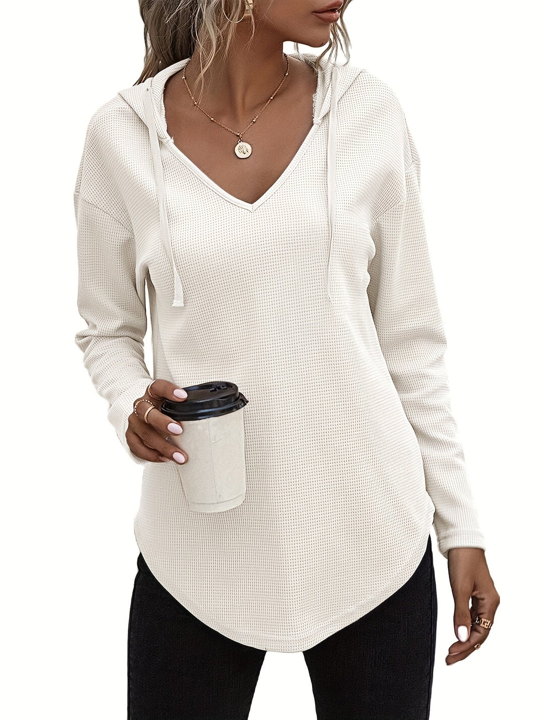 Kendra | Avslappnad V-ringad Hoodie