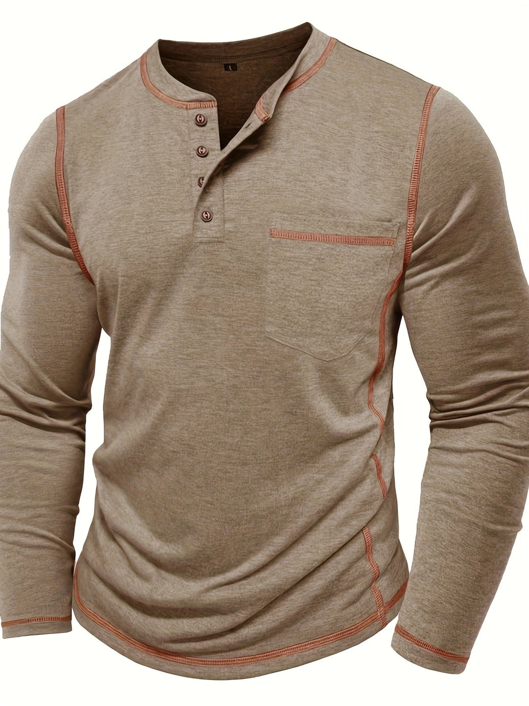 Reuben | Kontraststickad långärmad Henley