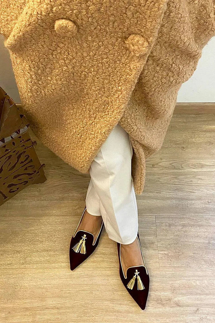 Bailey | Elegant Spetsiga Fransen Loafers
