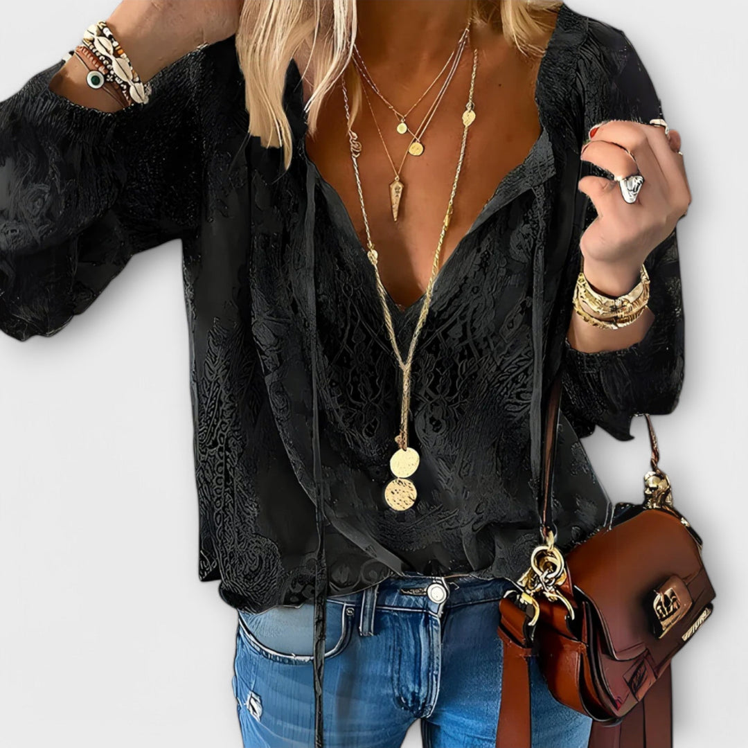 Fleur | Romantisk Blus med Knytdetalj