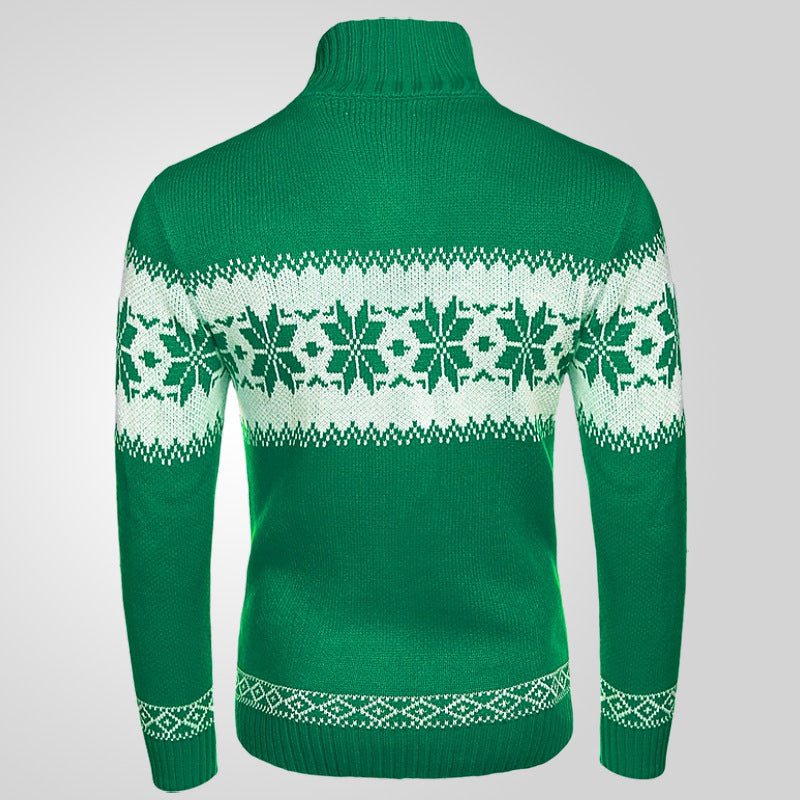 Tjock jultröja för herr med jacquardmönster, M till 3XL, grön