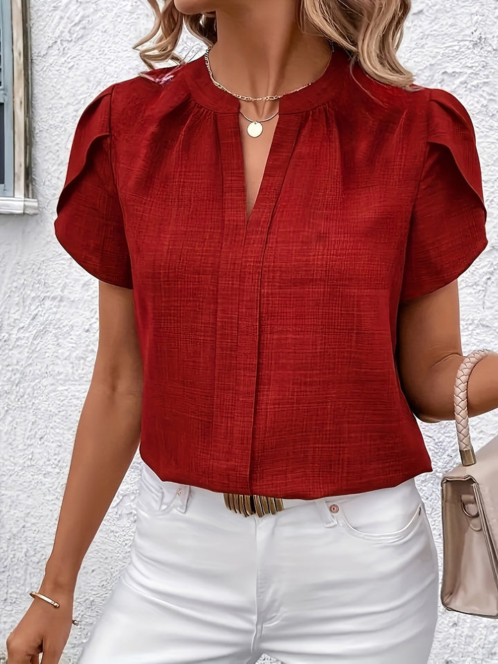 Heather | Blus med Petalärm och U-ringning