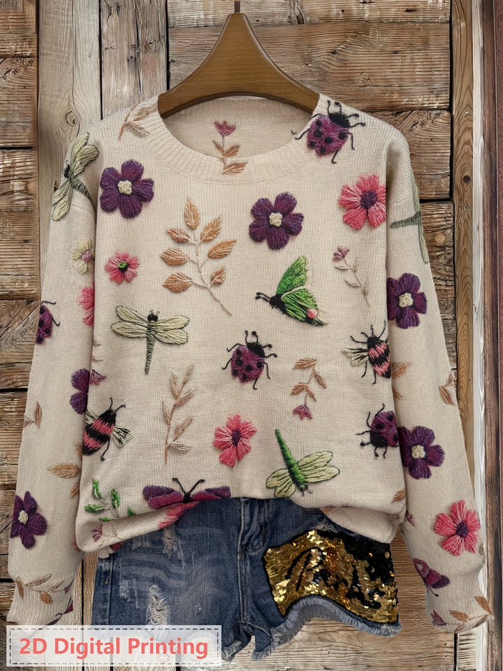 Elsie | Botanisk Tryck Crewneck Tröja