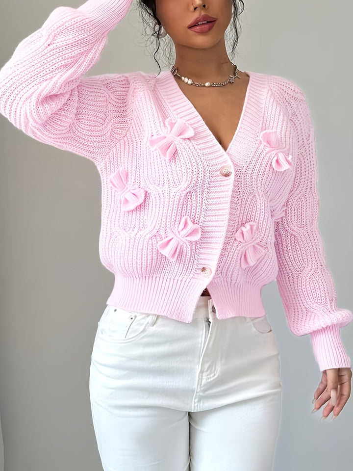 Juniper | Mjuk Cardigan med Båge och Långa Ärmar