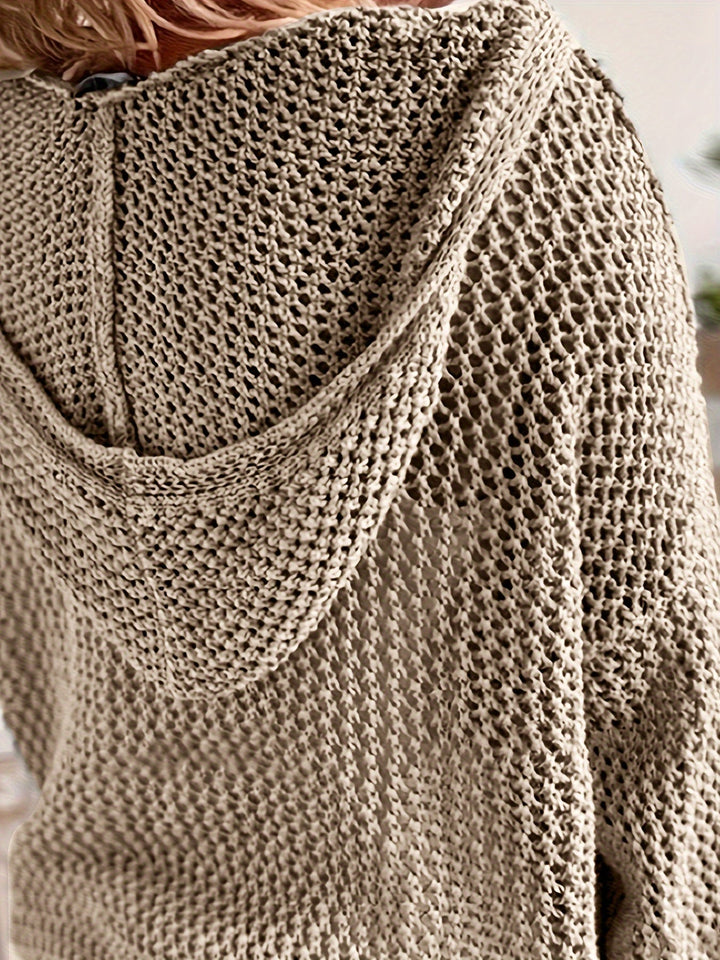 Delaney | Avslappnad Öppen Stickad Hoodie