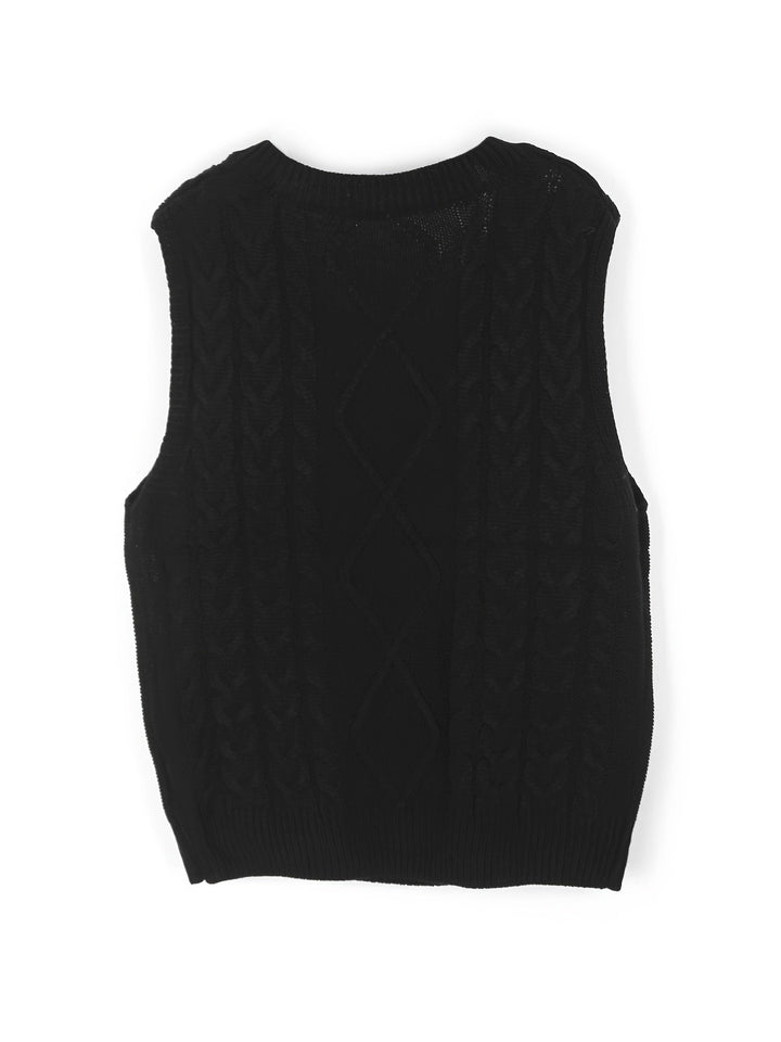 Cora | Mysig Kabelstickad V-Hals Västsweater