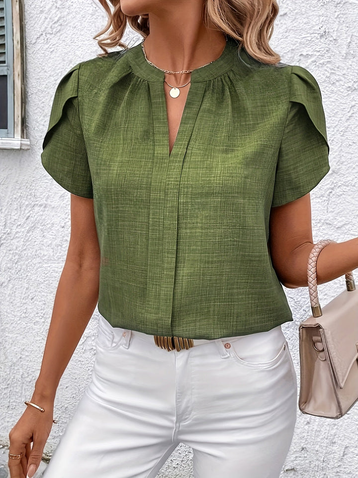 Heather | Blus med Petalärm och U-ringning