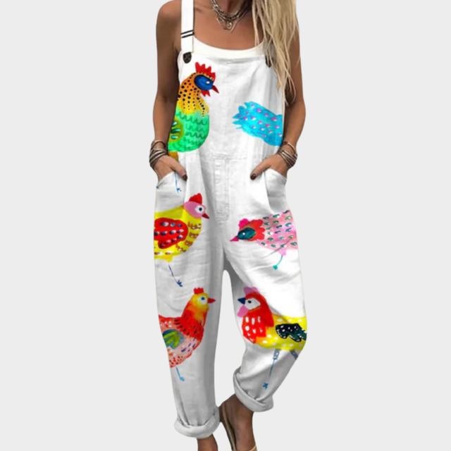 Beverly | Flerfärgad Kyckling Konst Jumpsuit