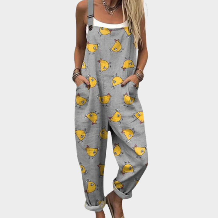 Marie | Bekväm prickig höns konst jumpsuit