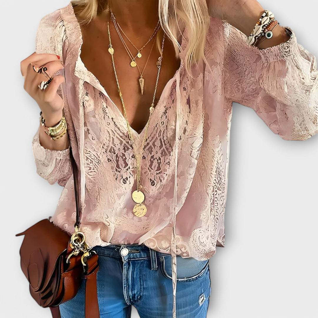 Fleur | Romantisk Blus med Knytdetalj