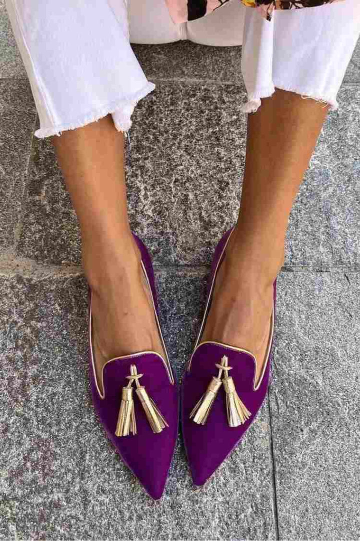 Bailey | Elegant Spetsiga Fransen Loafers