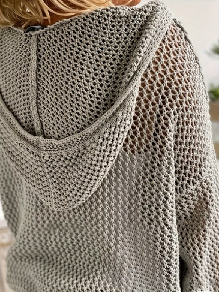 Delaney | Avslappnad Öppen Stickad Hoodie