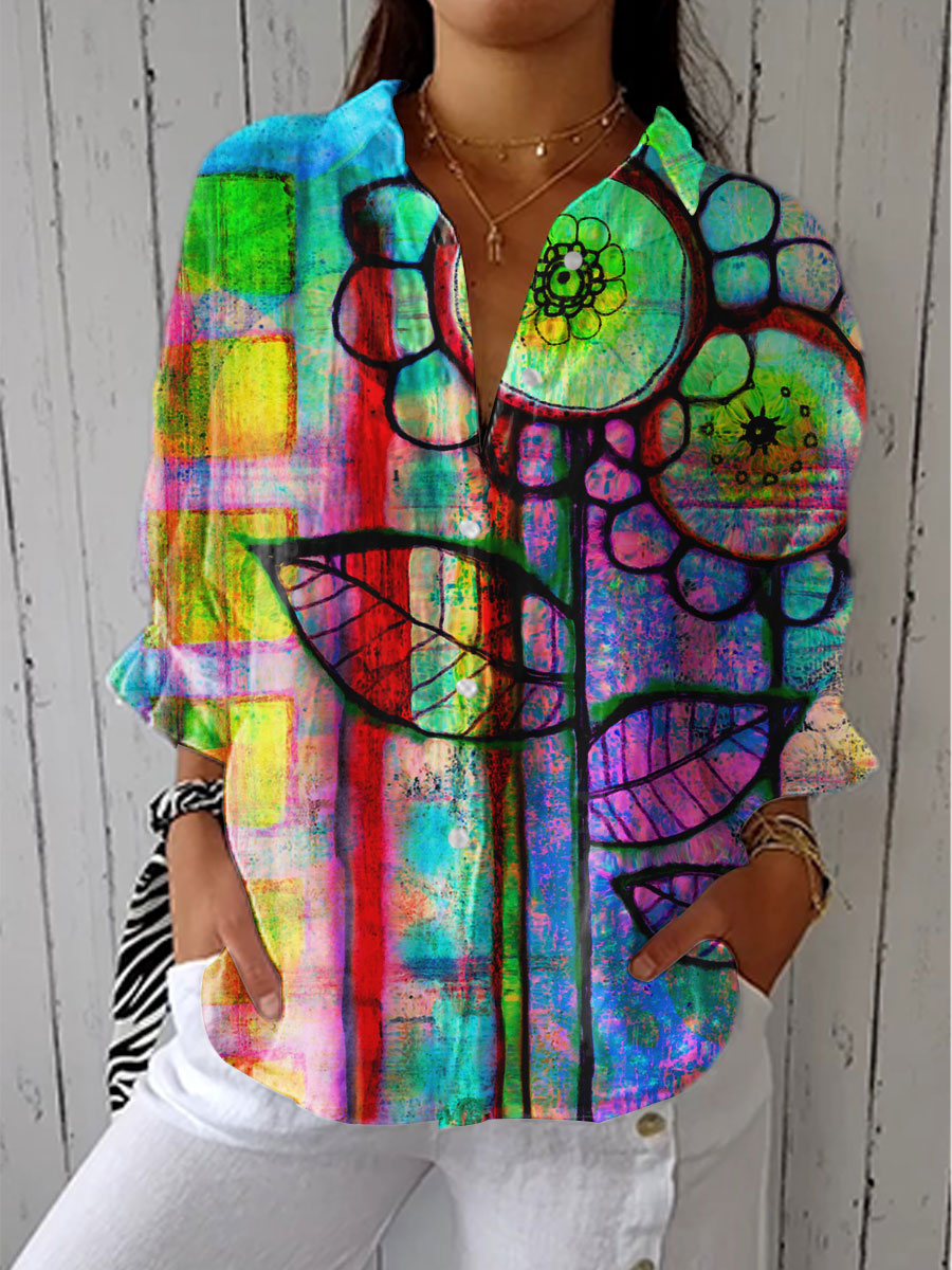 Claribel | Stilig Multicolor Konstnärlig Blus