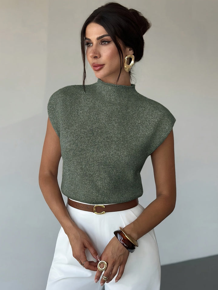 Claudia | Mock Neck Ärmless Tröja Väst