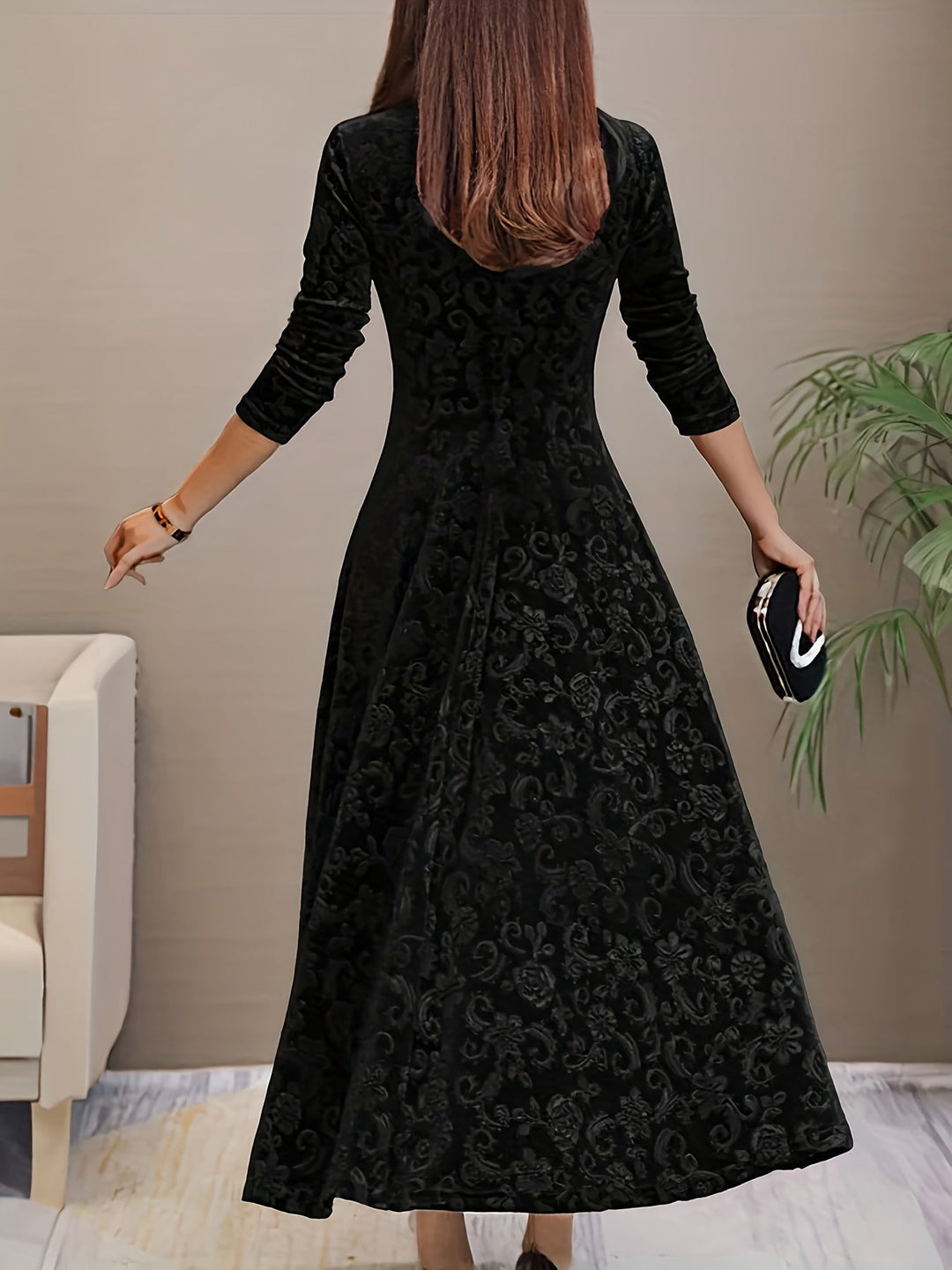 Adeline | Elegant långärmad midi klänning