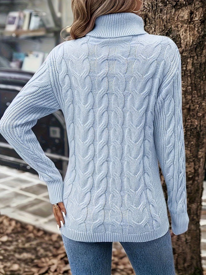 Celeste | Mysig Kabelstickad Turtleneck Tröja