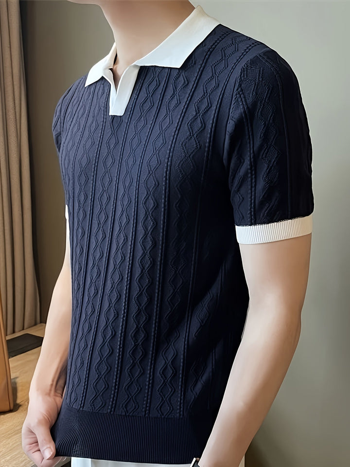 Barrett | Texturerad Polotröja med Kontrastkrage