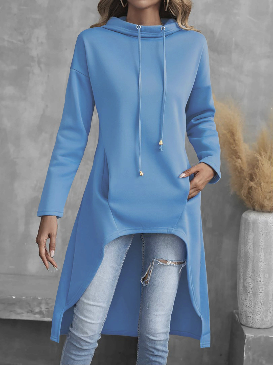 Tabitha | Hög-Låg Dragkedja Hoodie