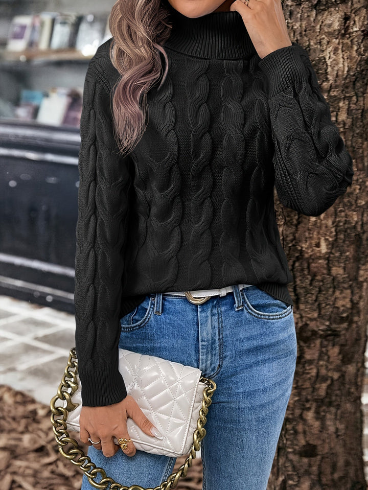 Celeste | Mysig Kabelstickad Turtleneck Tröja