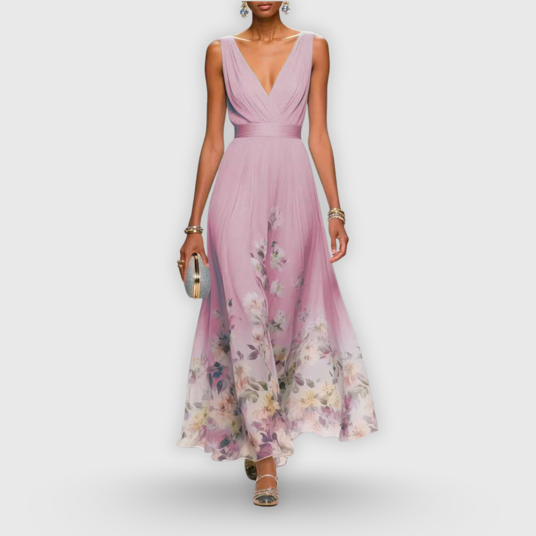 Colleen | Elegant ärmlös blommig klänning