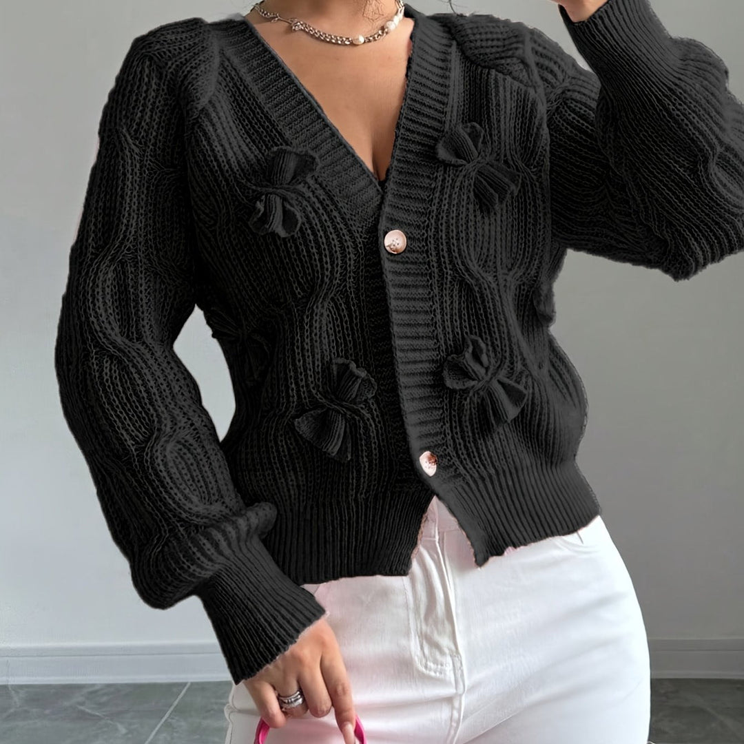 Juniper | Mjuk Cardigan med Båge och Långa Ärmar