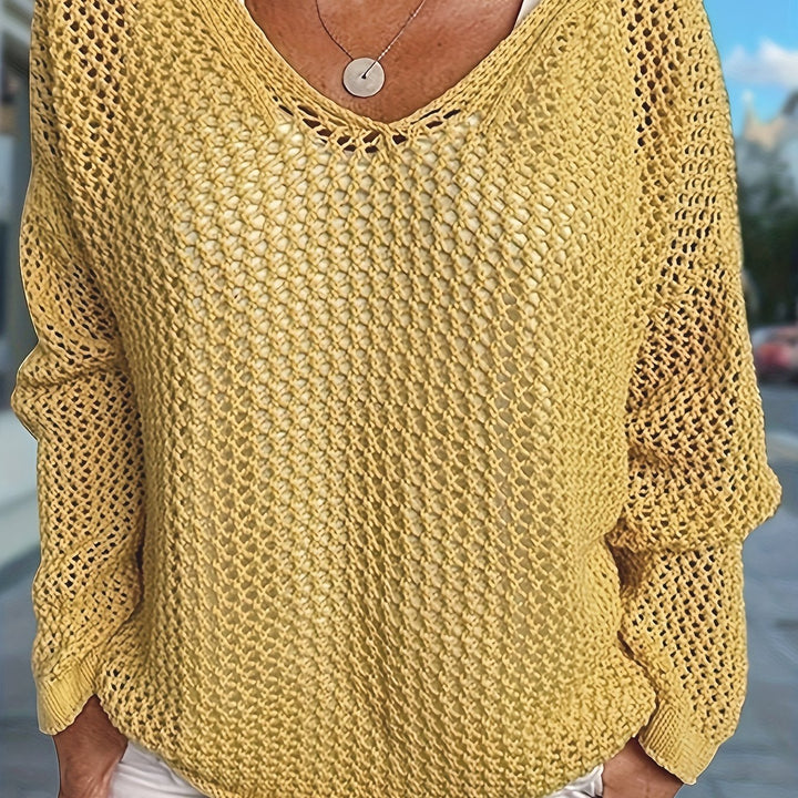 Delaney | Avslappnad Öppen Stickad Hoodie