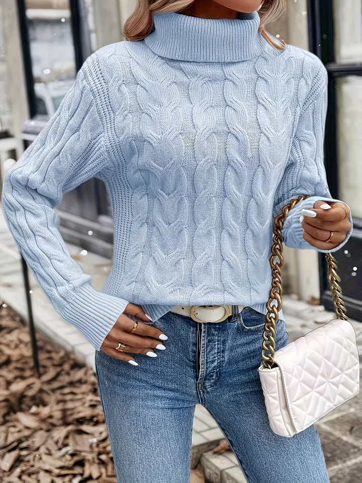 Celeste | Mysig Kabelstickad Turtleneck Tröja