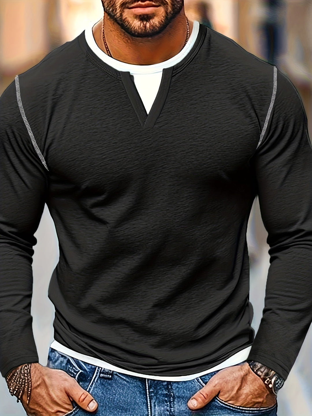 Nathan | Raffinerad Notch-Neck Henley Skjorta