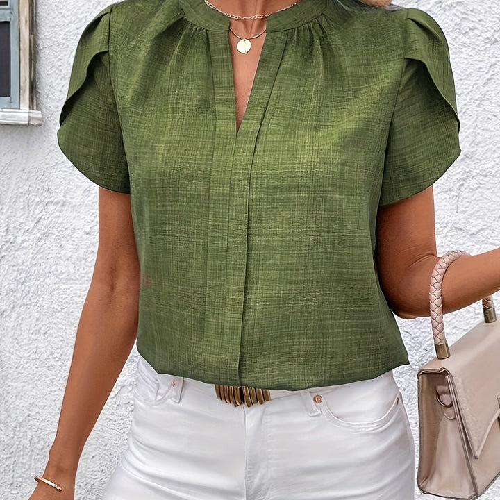 Heather | Blus med Petalärm och U-ringning