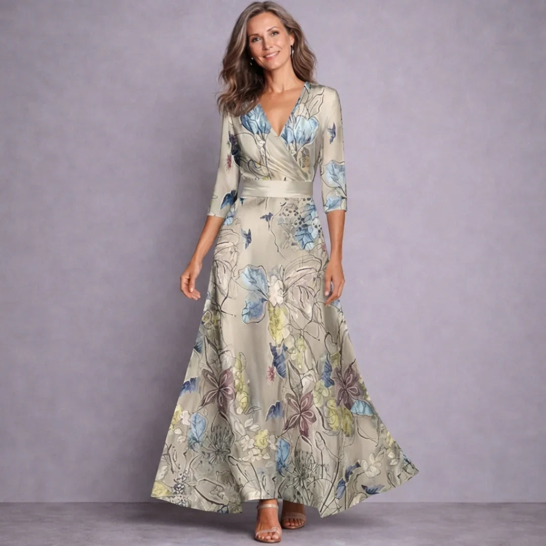Emilia | Elegant Mid Sleeve Maxi Klänning