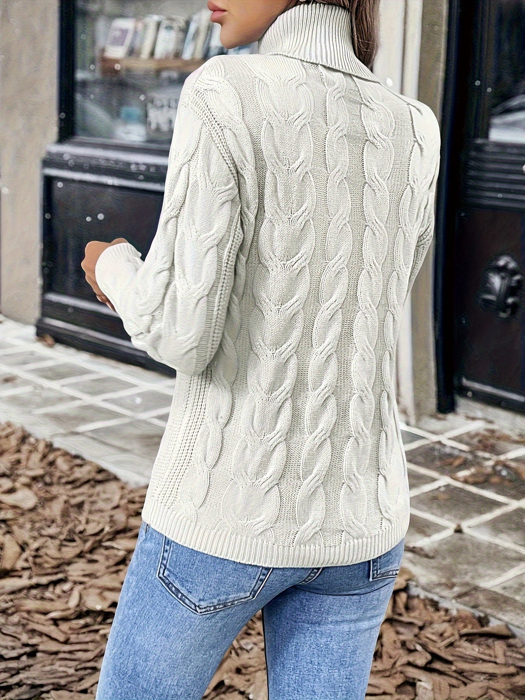Celeste | Mysig Kabelstickad Turtleneck Tröja