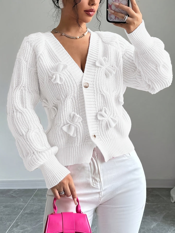 Juniper | Mjuk Cardigan med Båge och Långa Ärmar