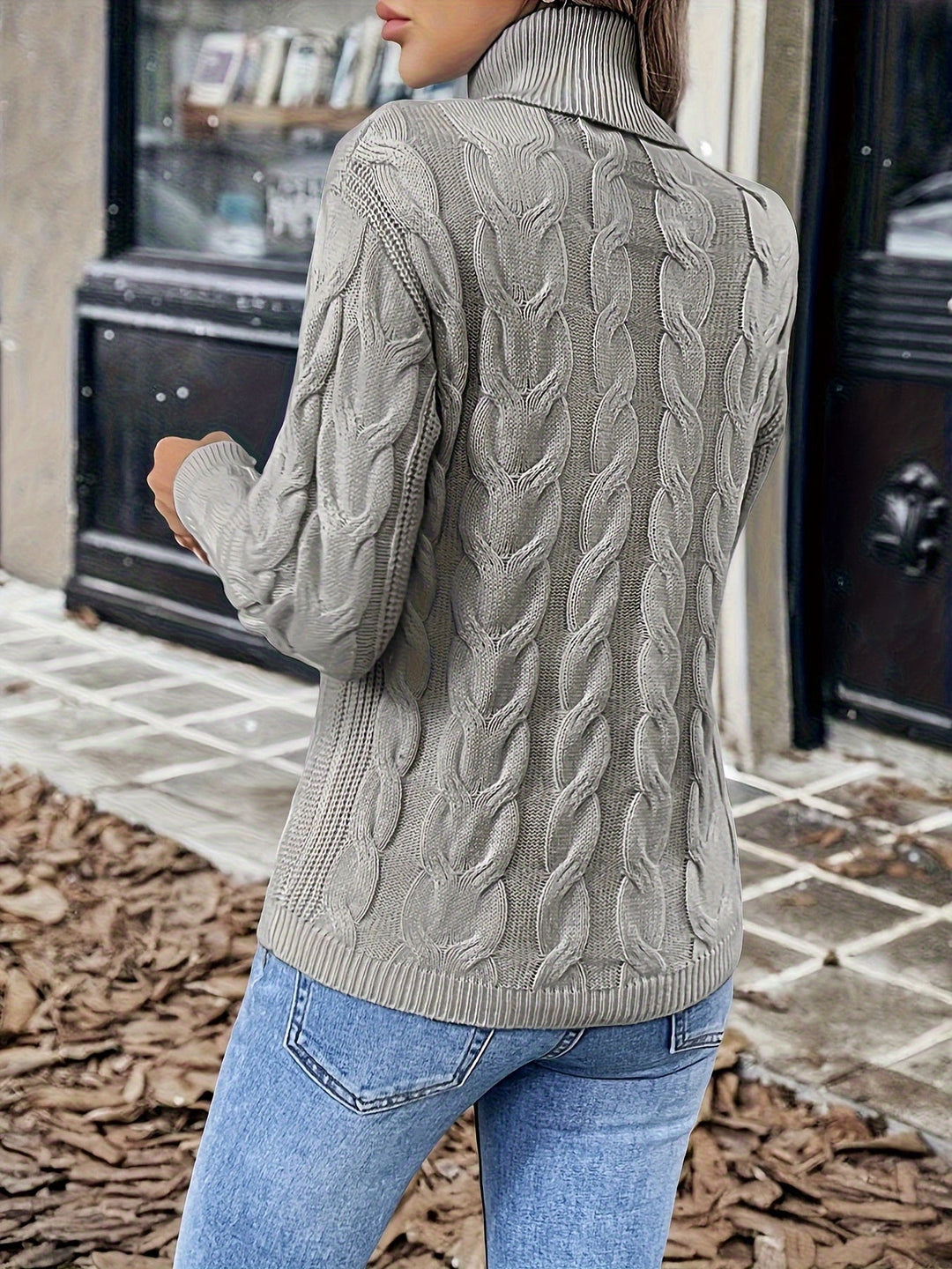 Celeste | Mysig Kabelstickad Turtleneck Tröja
