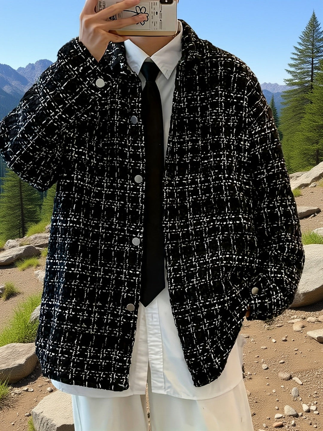 Julian | Texturerad Rutig Skjortjacka