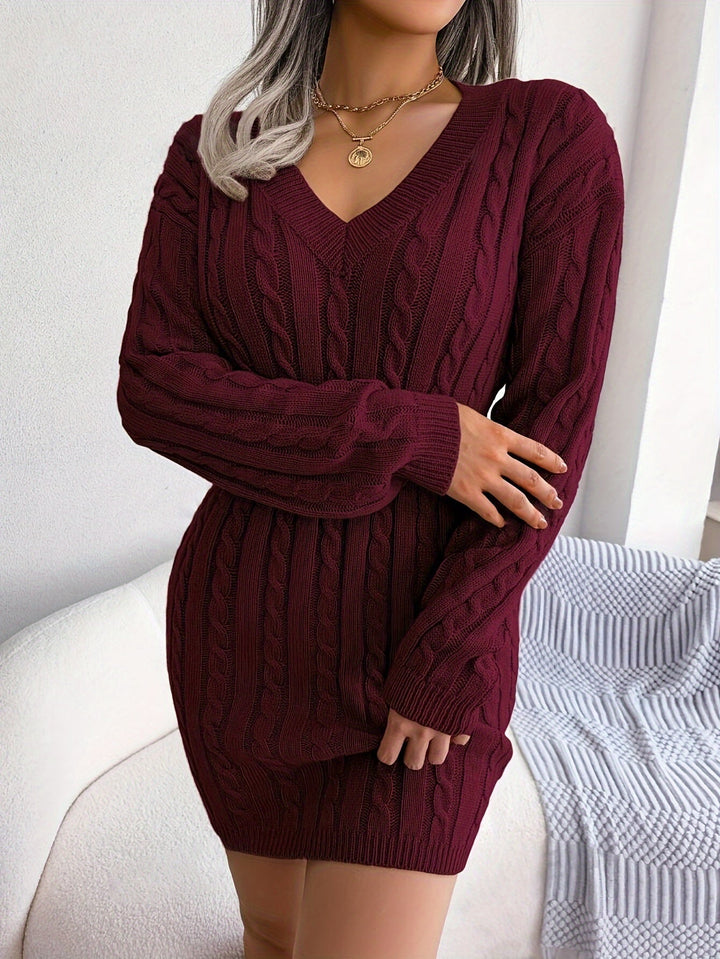 Felicity | Kabelstickad Peplum Klänning