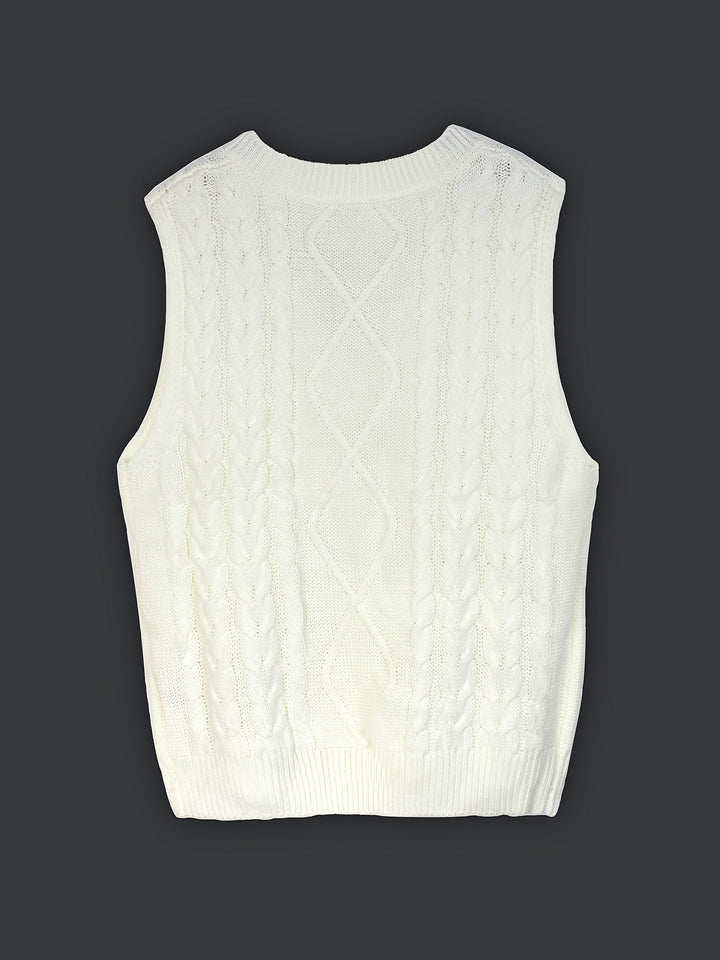 Cora | Mysig Kabelstickad V-Hals Västsweater