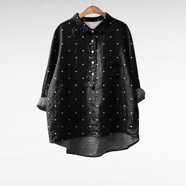 Rachael | Klassisk Prickig Svart Blus