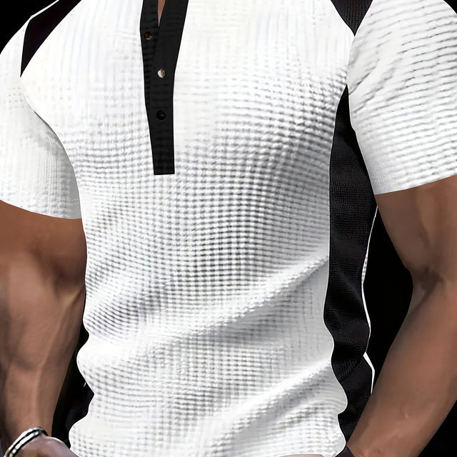 Everett | Texturerad Kontrast Henley Skjorta