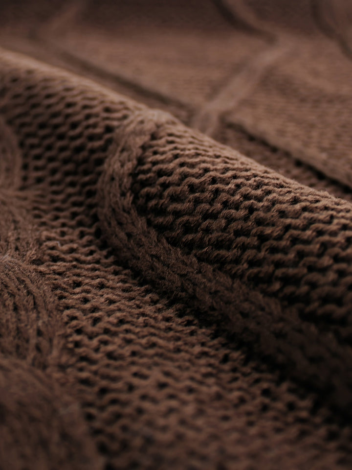 Cora | Mysig Kabelstickad V-Hals Västsweater