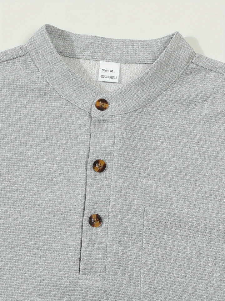 Jonathan | Texturerad långärmad Henley-skjorta