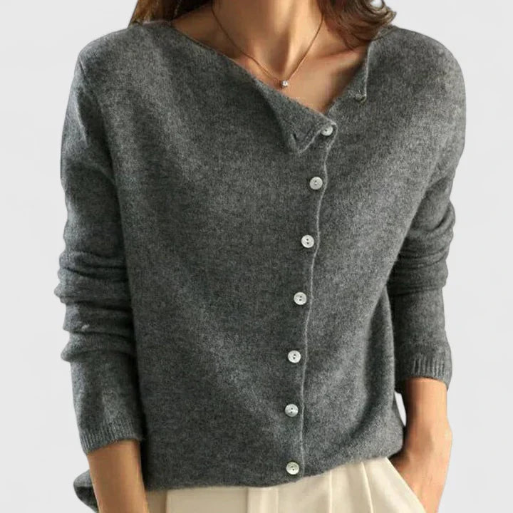 Lorna | Asymmetrisk Knap cardigan