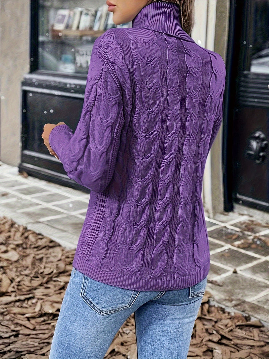 Celeste | Mysig Kabelstickad Turtleneck Tröja