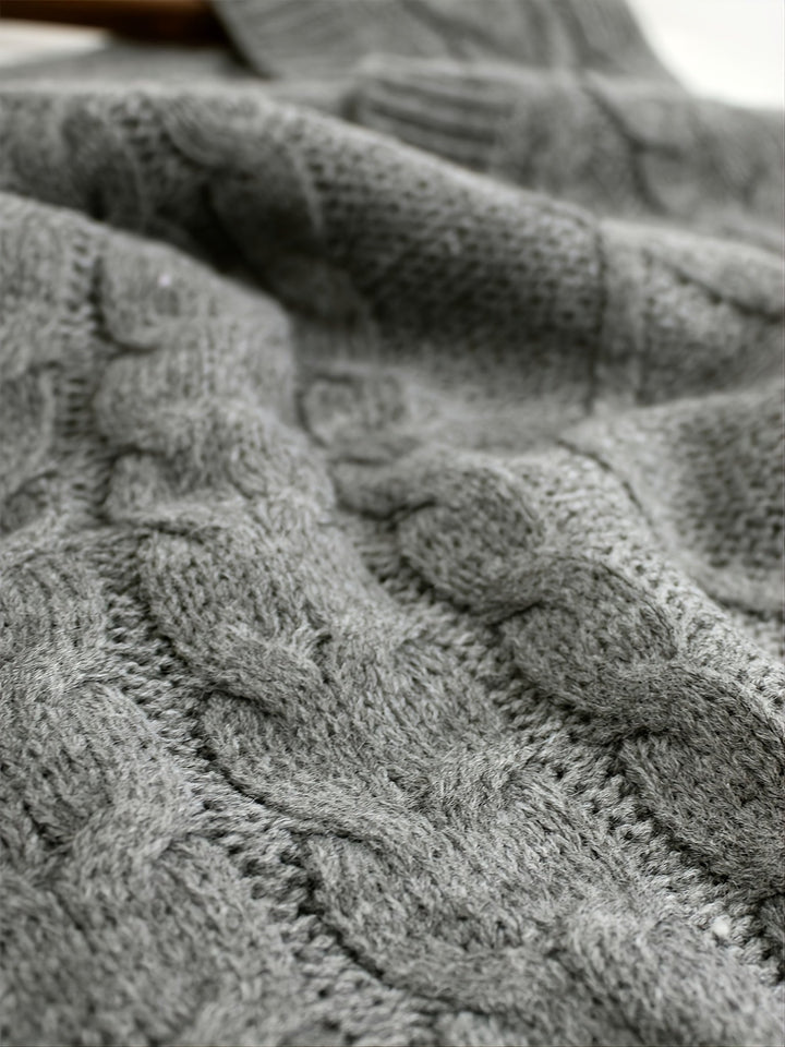 Cora | Mysig Kabelstickad V-Hals Västsweater