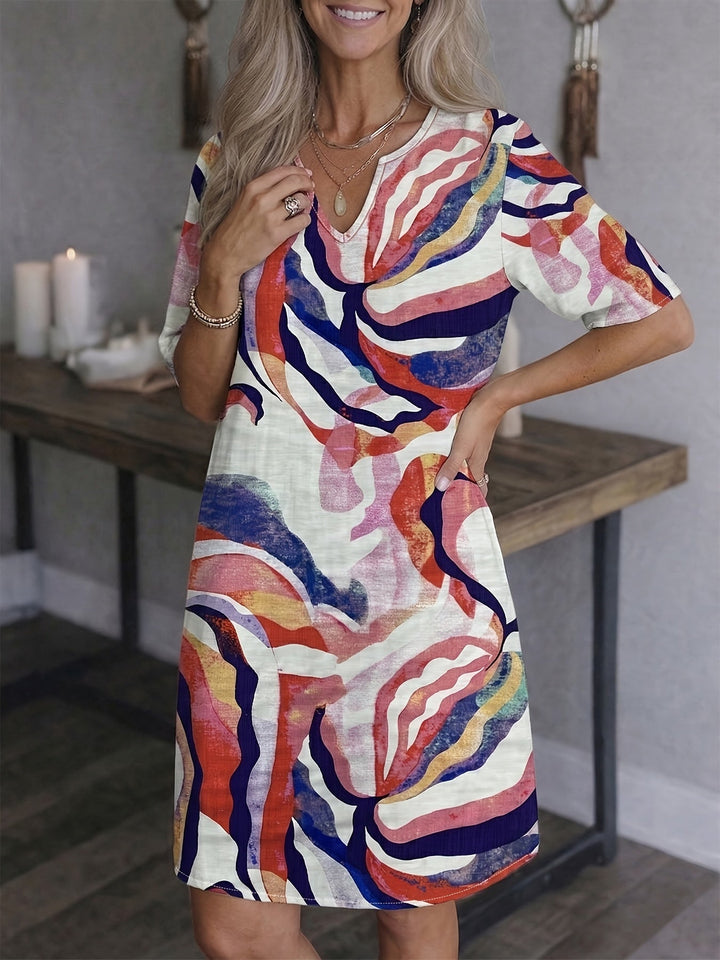 Ramona | Konstnärlig Print Shift Klänning