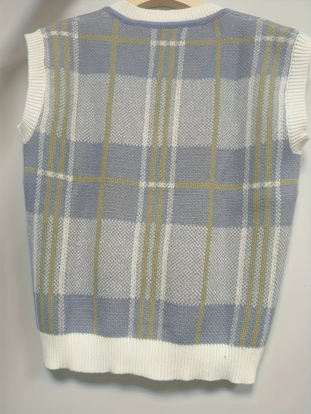 Marnie | Vintage Rutig V-ringad Tröja Väster
