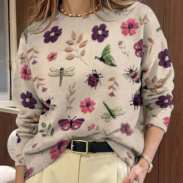 Elsie | Botanisk Tryck Crewneck Tröja