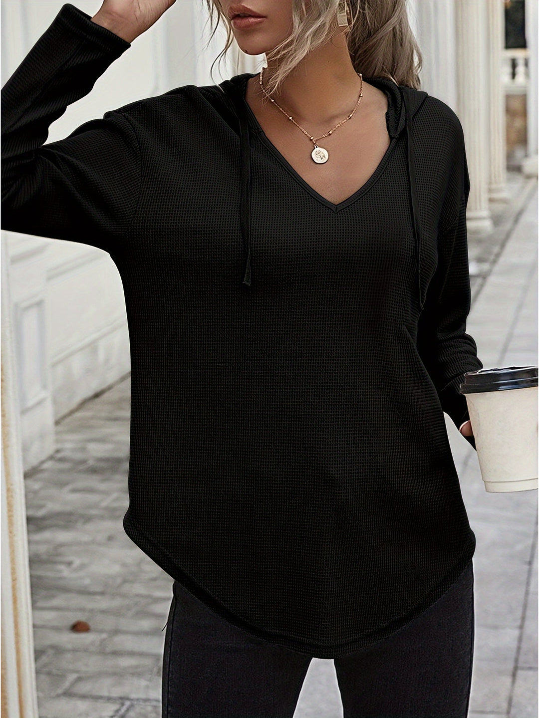 Kendra | Avslappnad V-ringad Hoodie
